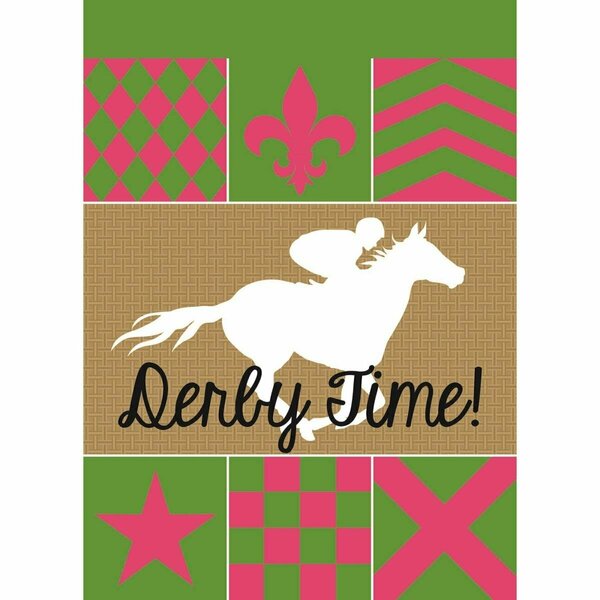 Nunc Patio Supplies 13 x 18 in. Derby Silks Derby Time Burlap Garden Flag NU3458665